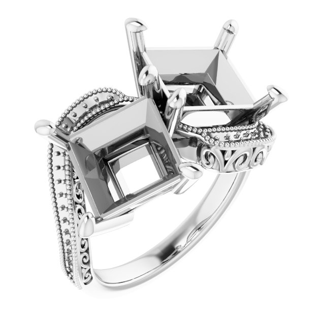 Two-Stone Scroll Engagement Ring