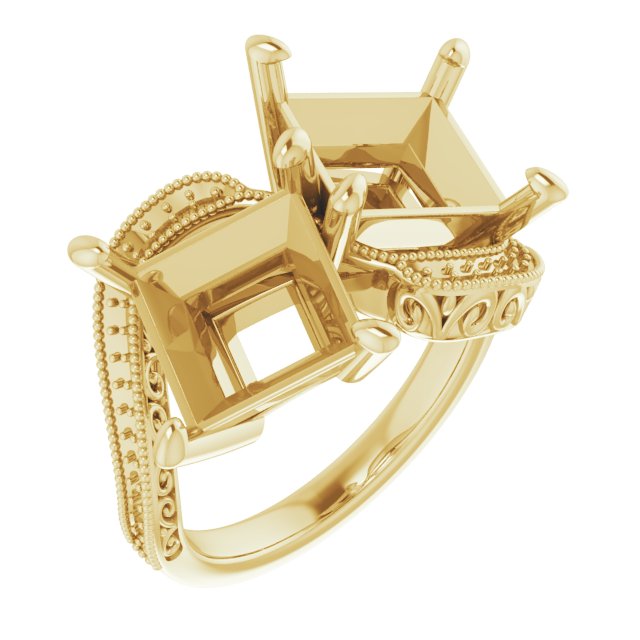 Two-Stone Scroll Engagement Ring
