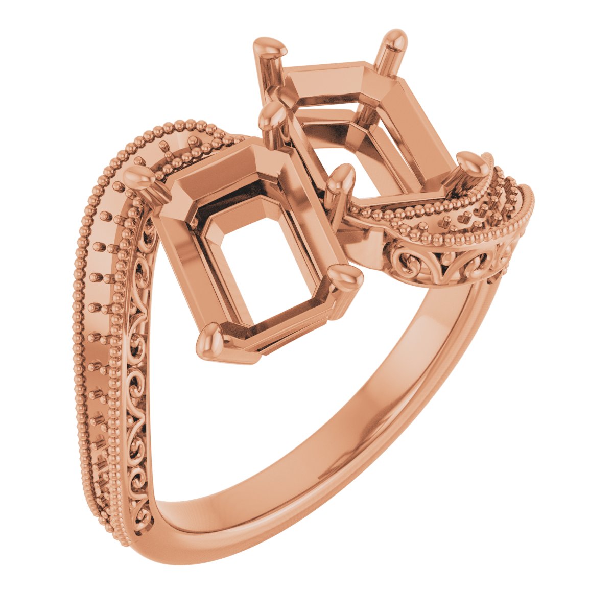 Two-Stone Scroll Engagement Ring