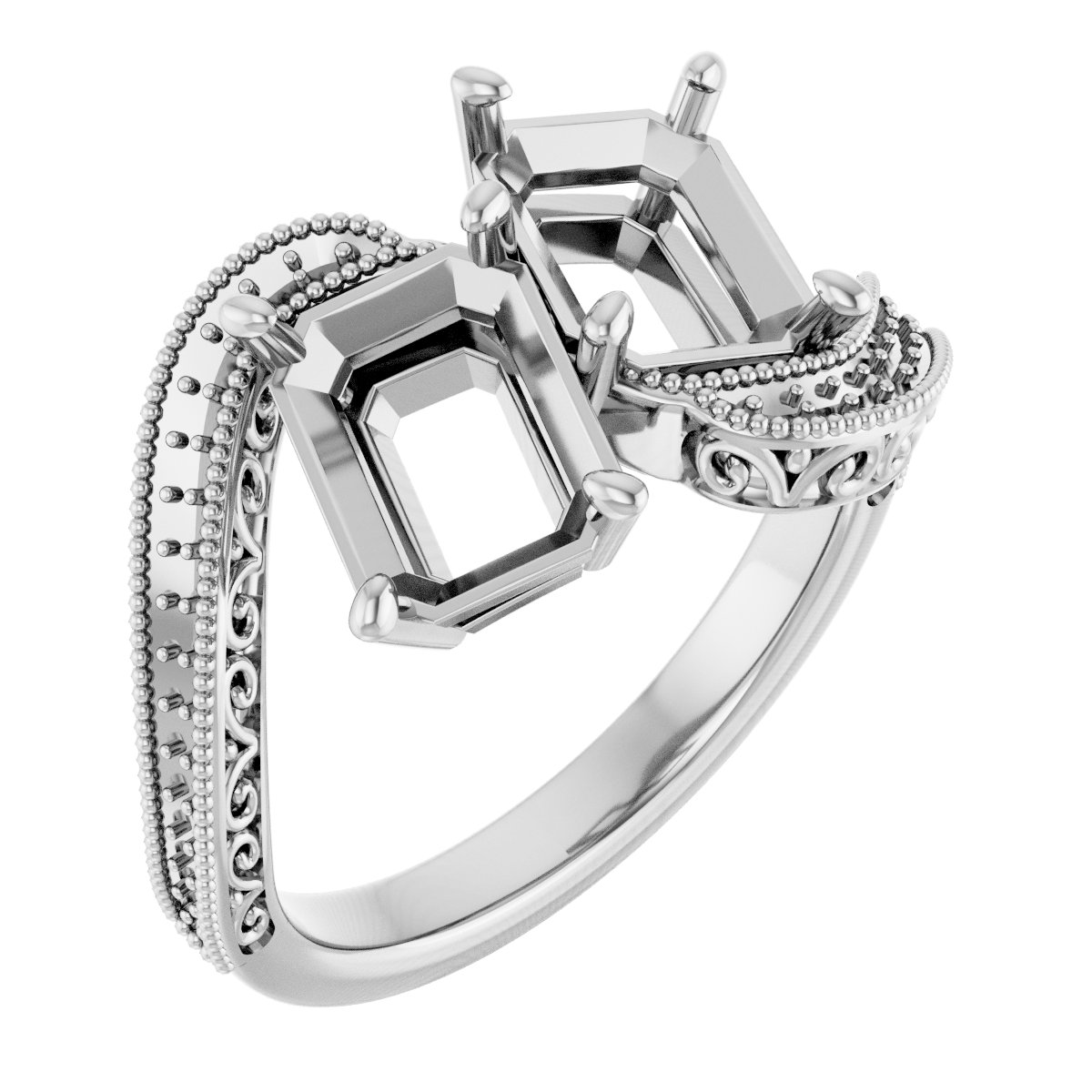 Two-Stone Scroll Engagement Ring
