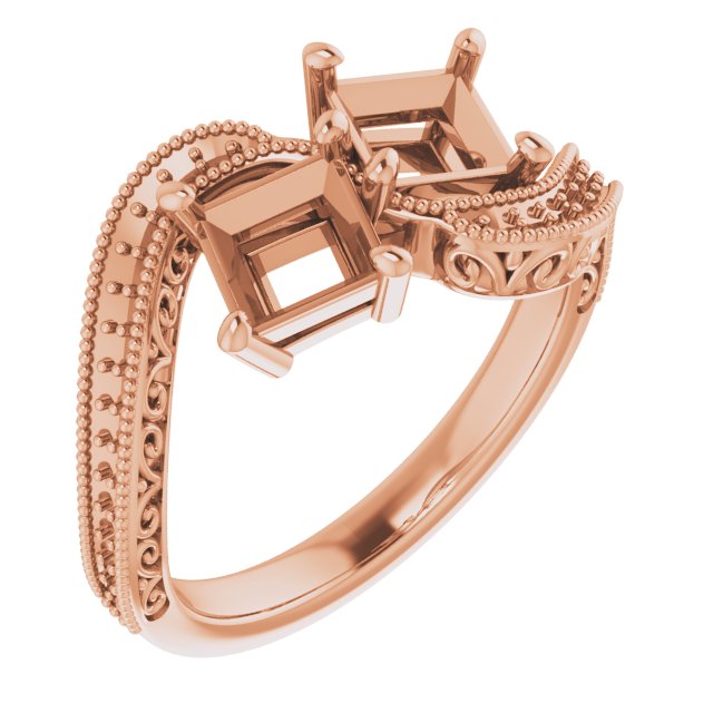 Two-Stone Scroll Engagement Ring