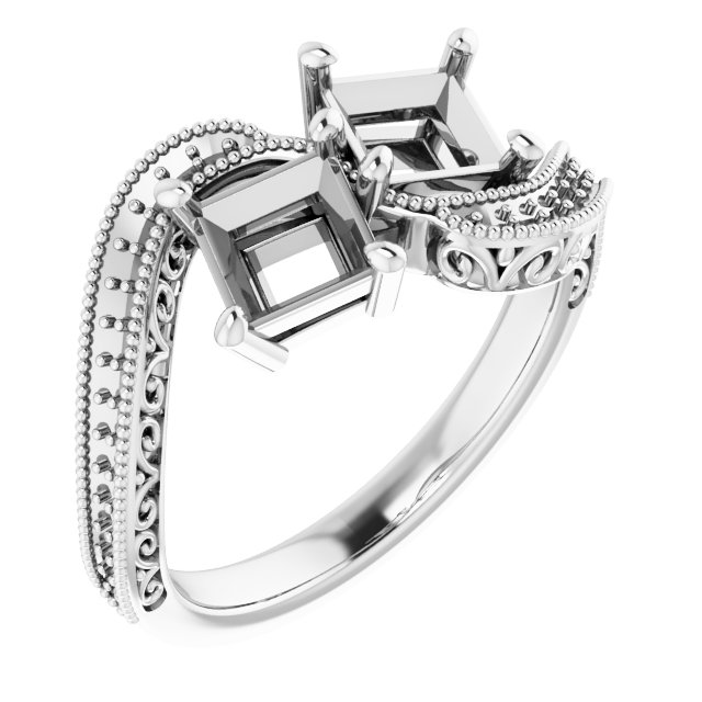 Two-Stone Scroll Engagement Ring