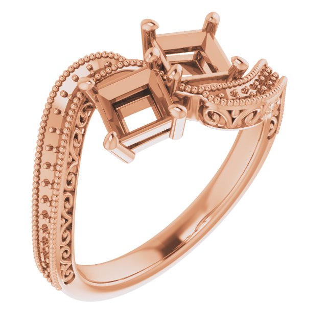 Two-Stone Scroll Engagement Ring