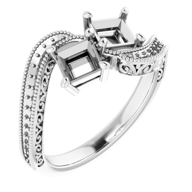 Two-Stone Scroll Engagement Ring