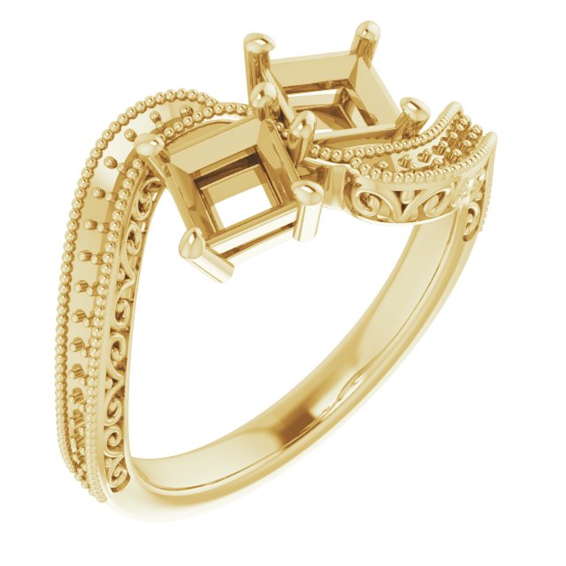 Two-Stone Scroll Engagement Ring