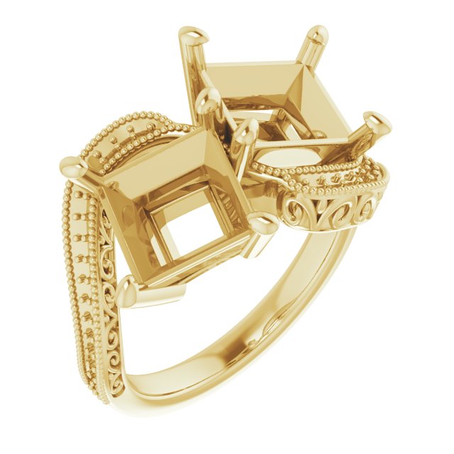 Two-Stone Scroll Engagement Ring
