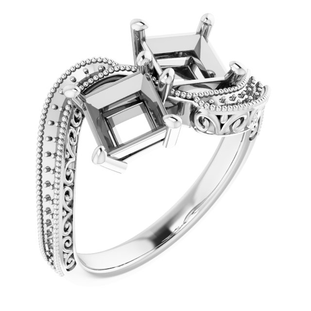 Two-Stone Scroll Engagement Ring