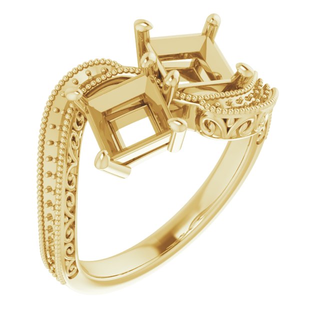 Two-Stone Scroll Engagement Ring