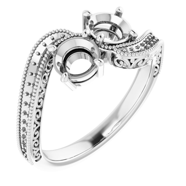 Two-Stone Scroll Engagement Ring