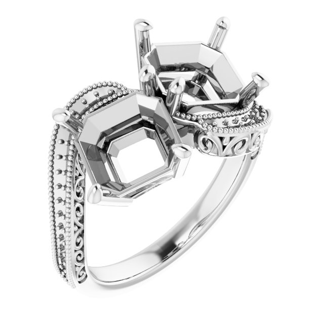 Two-Stone Scroll Engagement Ring