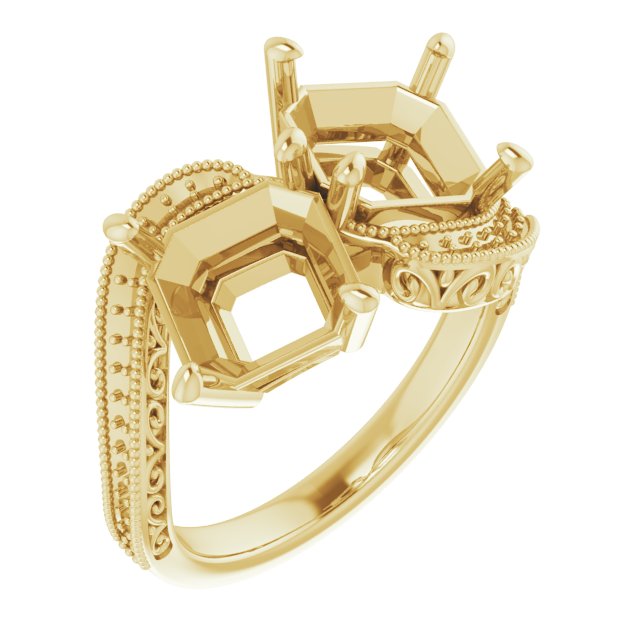 Two-Stone Scroll Engagement Ring