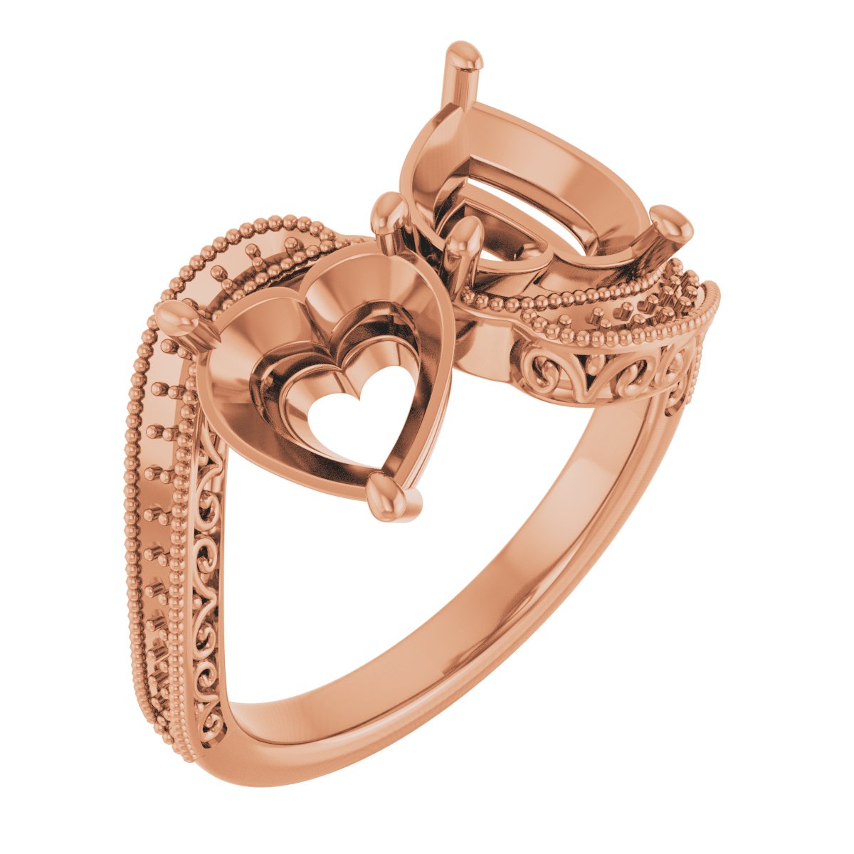 Two-Stone Scroll Engagement Ring