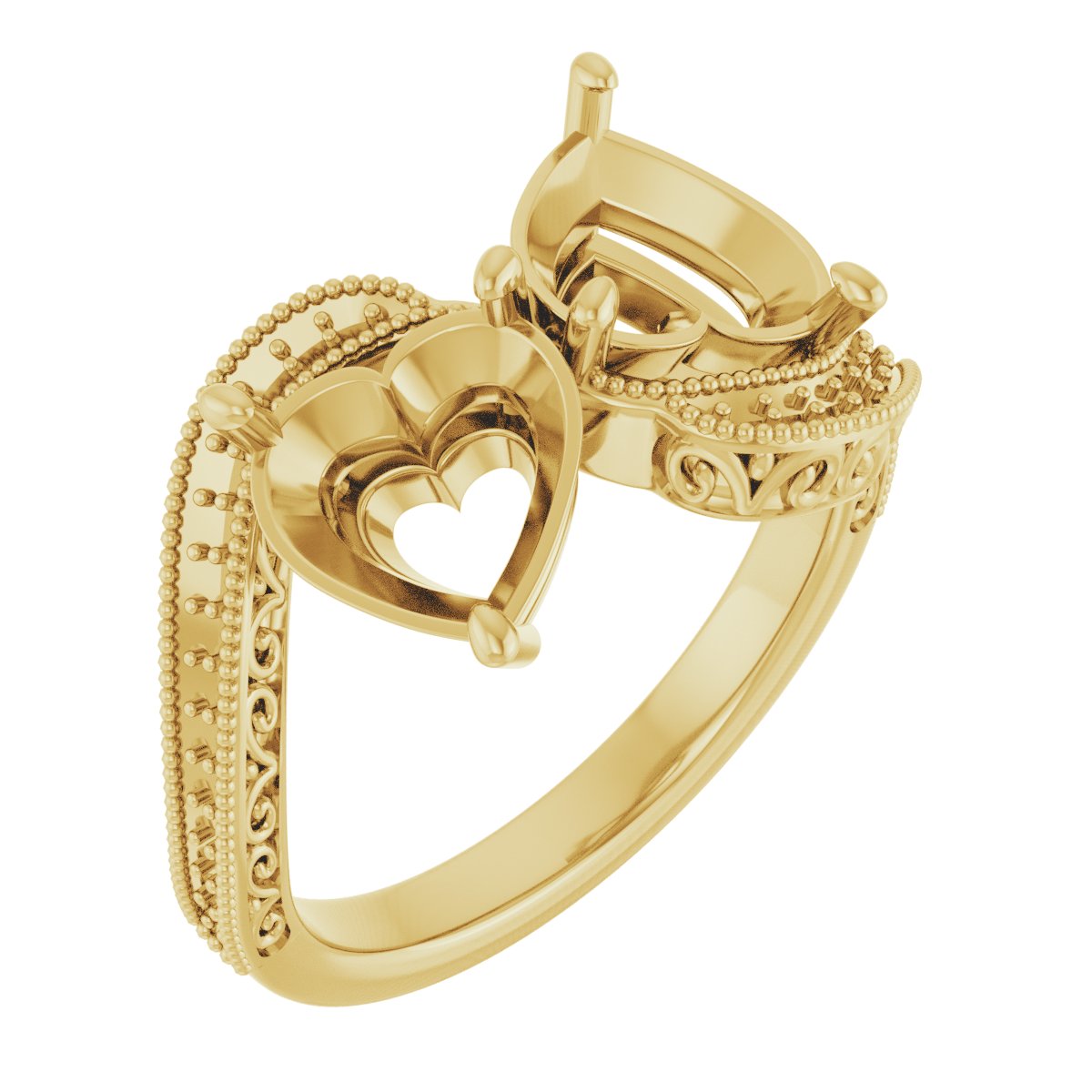 Two-Stone Scroll Engagement Ring