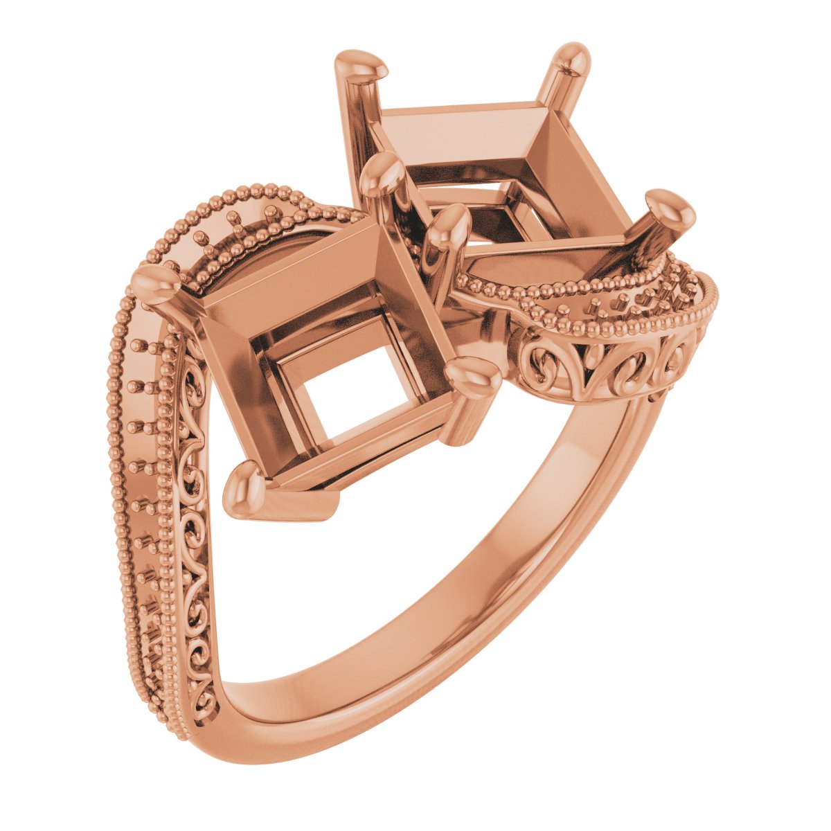 Two-Stone Scroll Engagement Ring