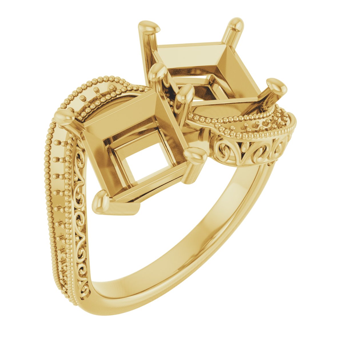 Two-Stone Scroll Engagement Ring