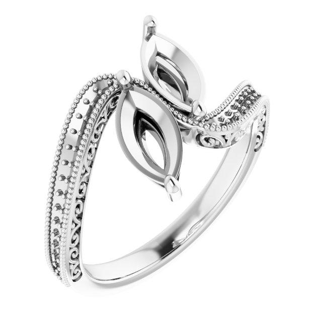 Two-Stone Scroll Engagement Ring