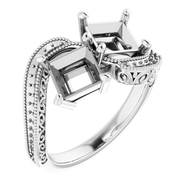 Two-Stone Scroll Engagement Ring