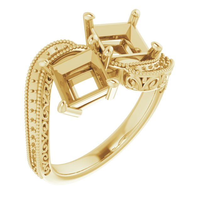 Two-Stone Scroll Engagement Ring