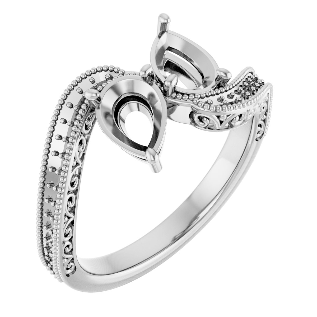 Two-Stone Scroll Engagement Ring