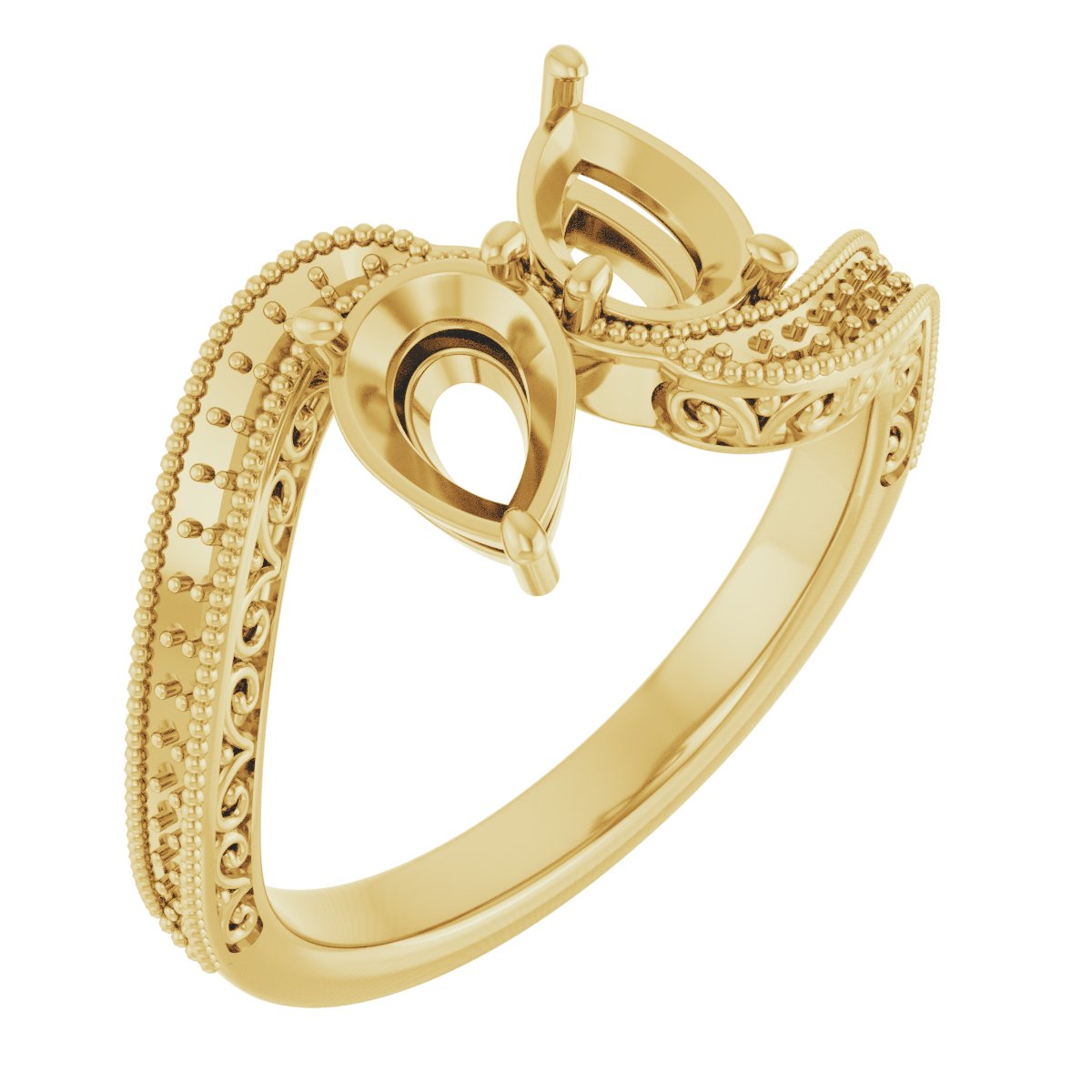 Two-Stone Scroll Engagement Ring