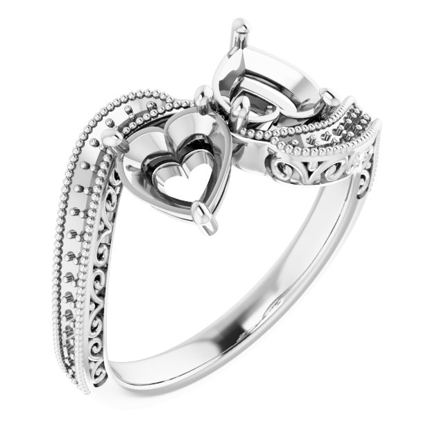Two-Stone Scroll Engagement Ring