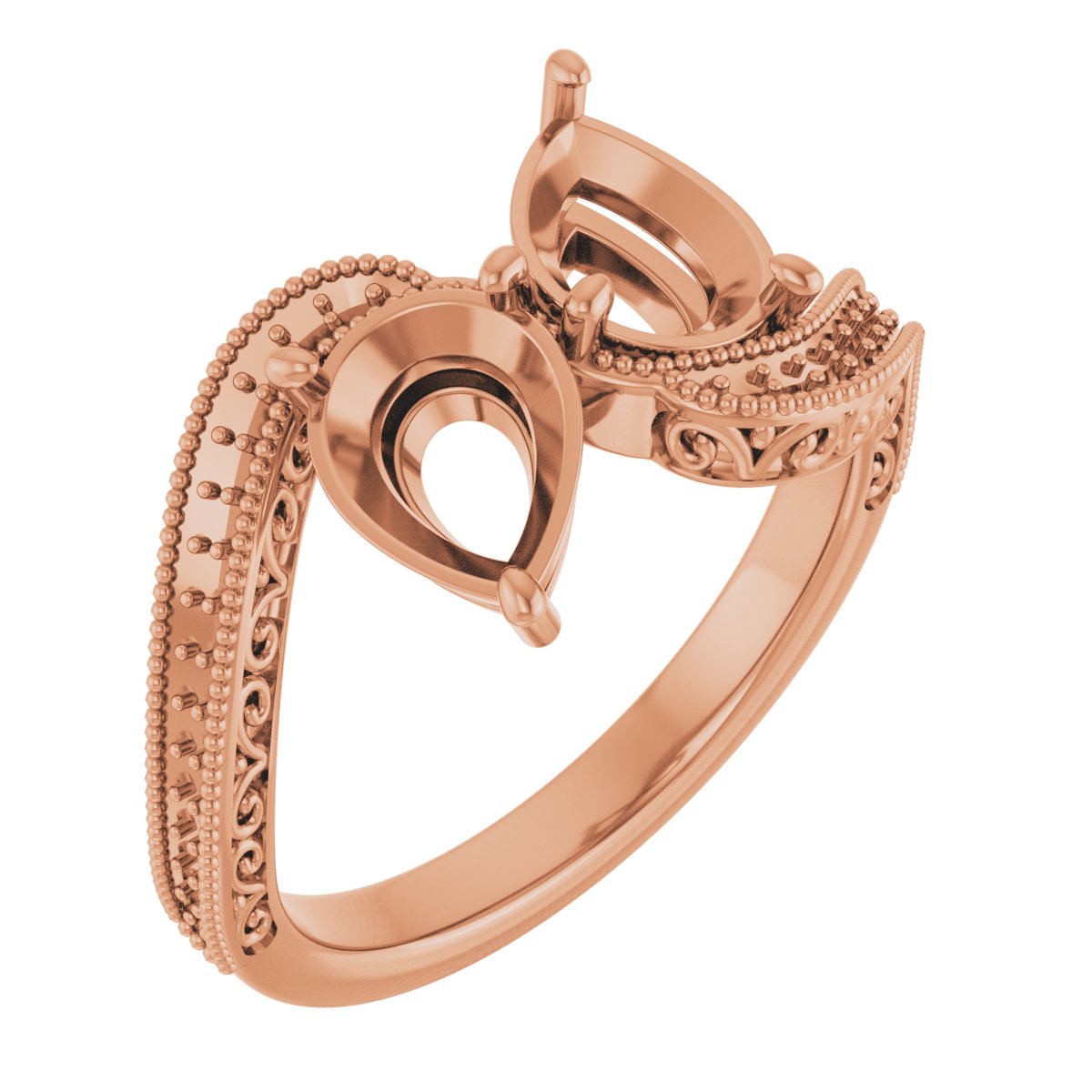 Two-Stone Scroll Engagement Ring