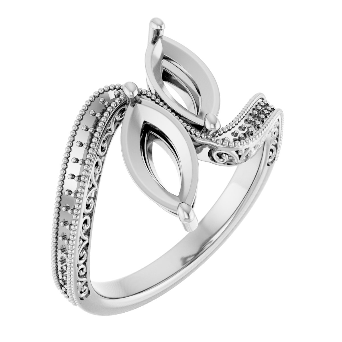 Two-Stone Scroll Engagement Ring