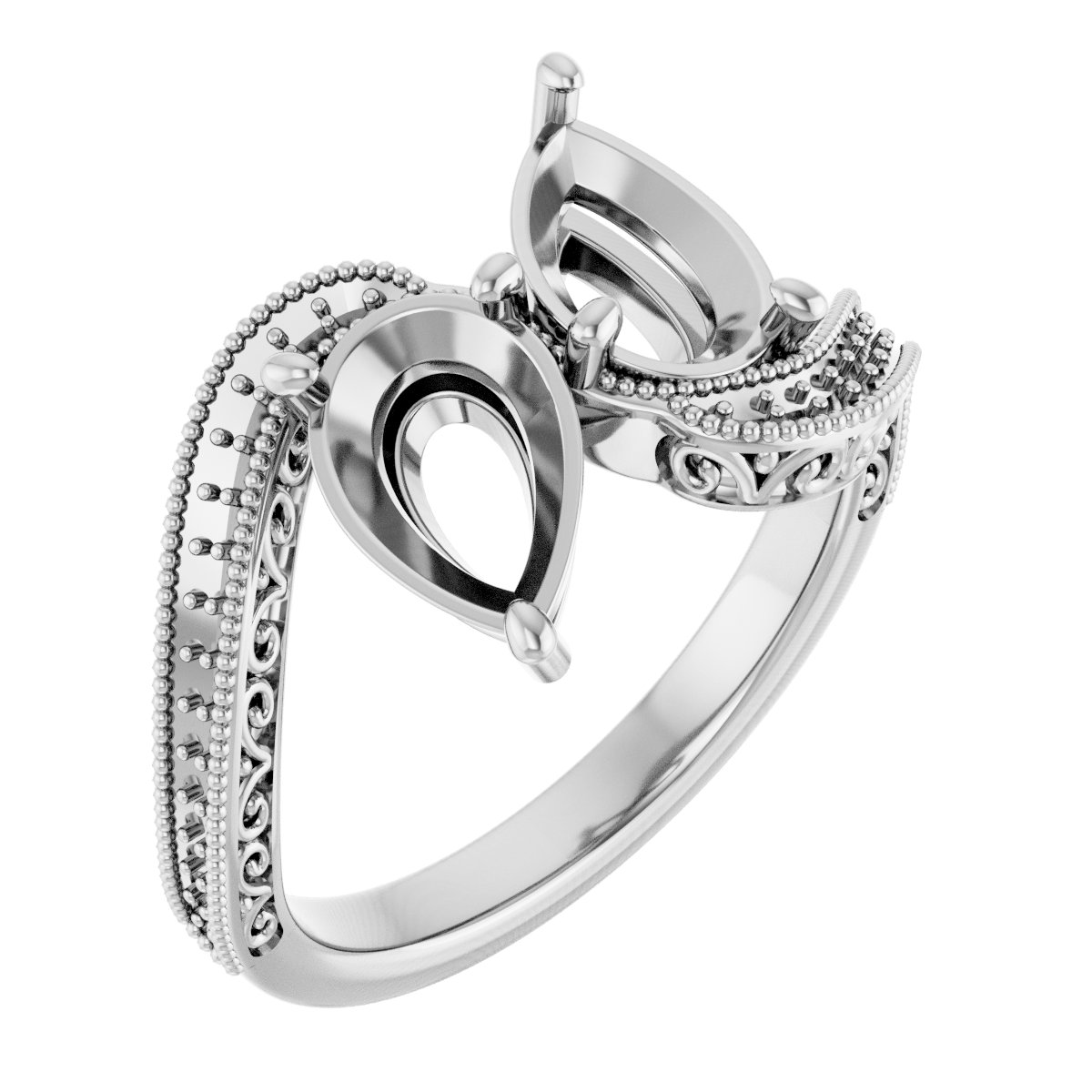 Two-Stone Scroll Engagement Ring