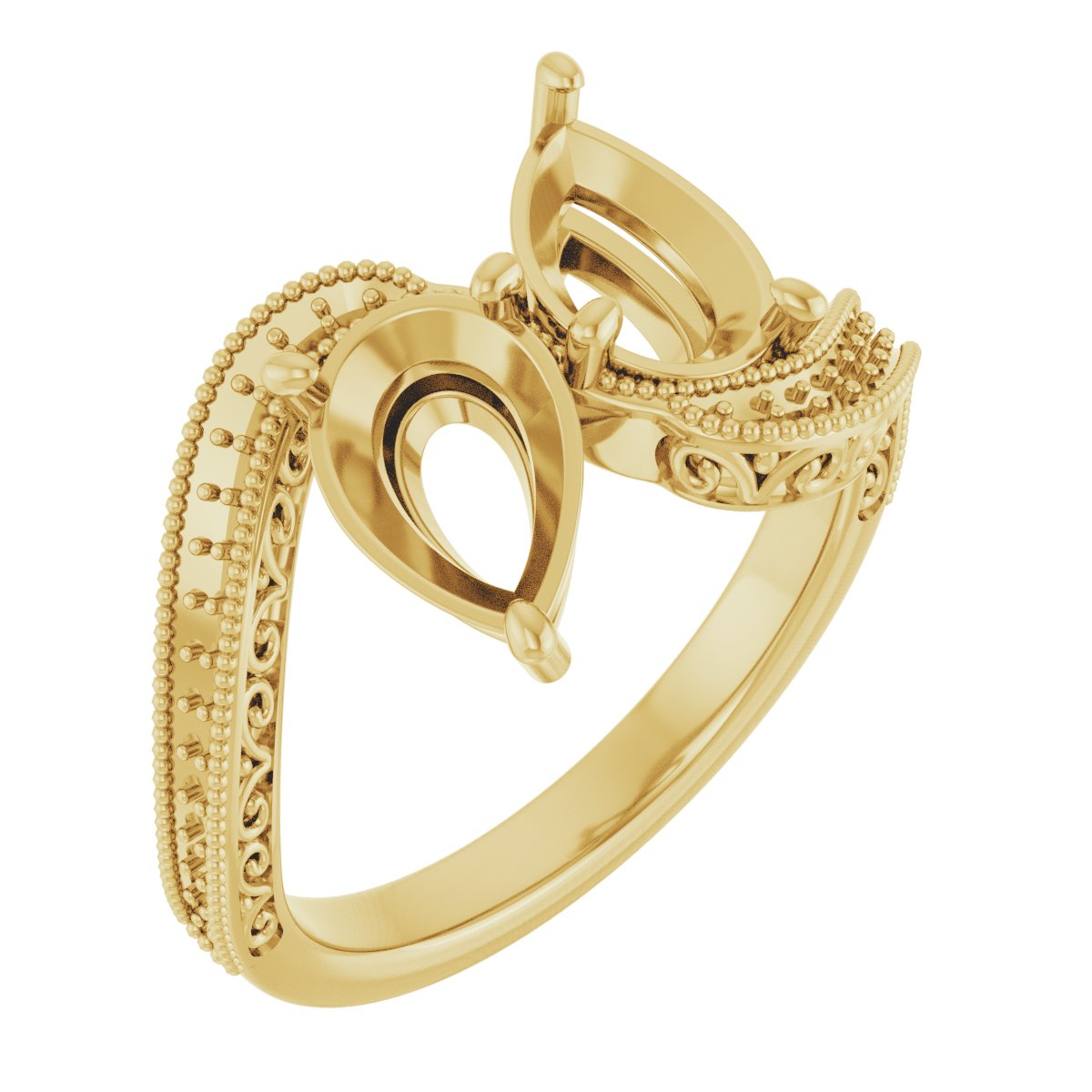 Two-Stone Scroll Engagement Ring