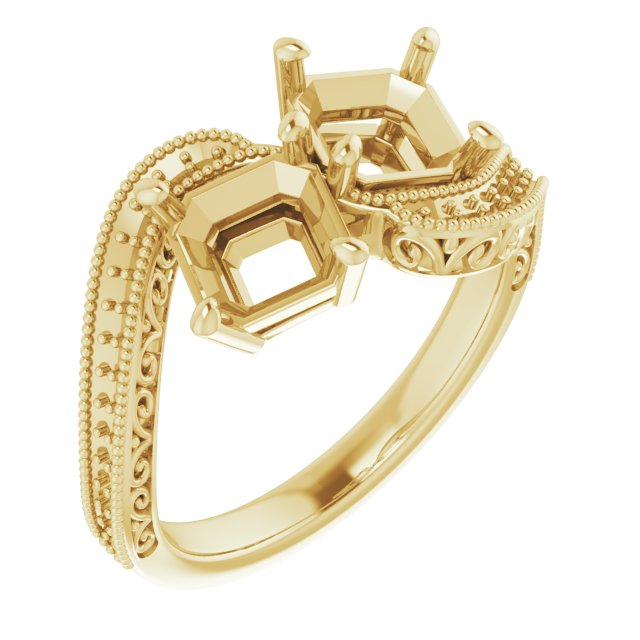 Two-Stone Scroll Engagement Ring