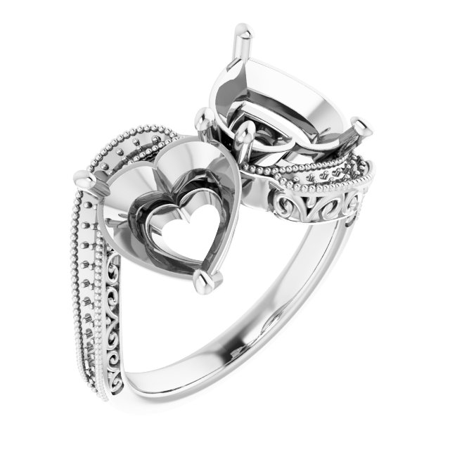 Two-Stone Scroll Engagement Ring