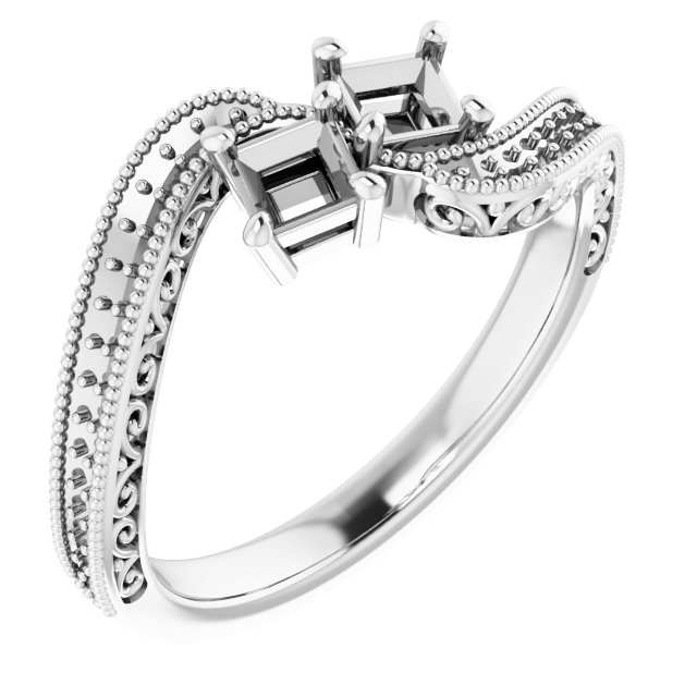 Two-Stone Scroll Engagement Ring