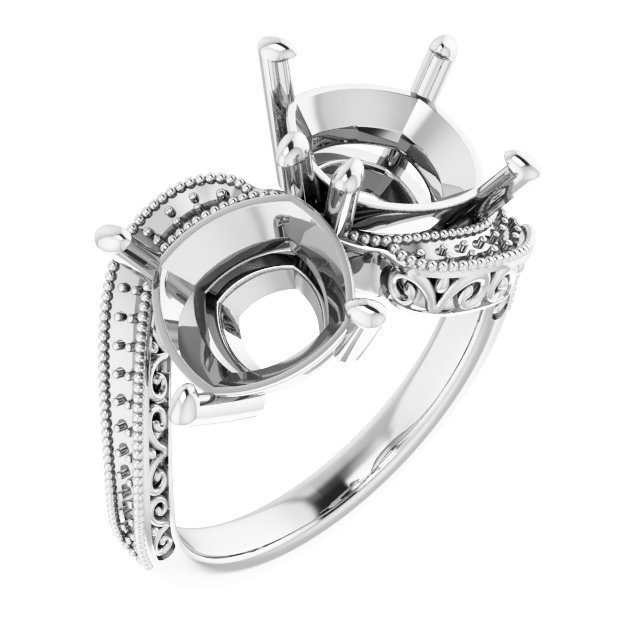 Two-Stone Scroll Engagement Ring