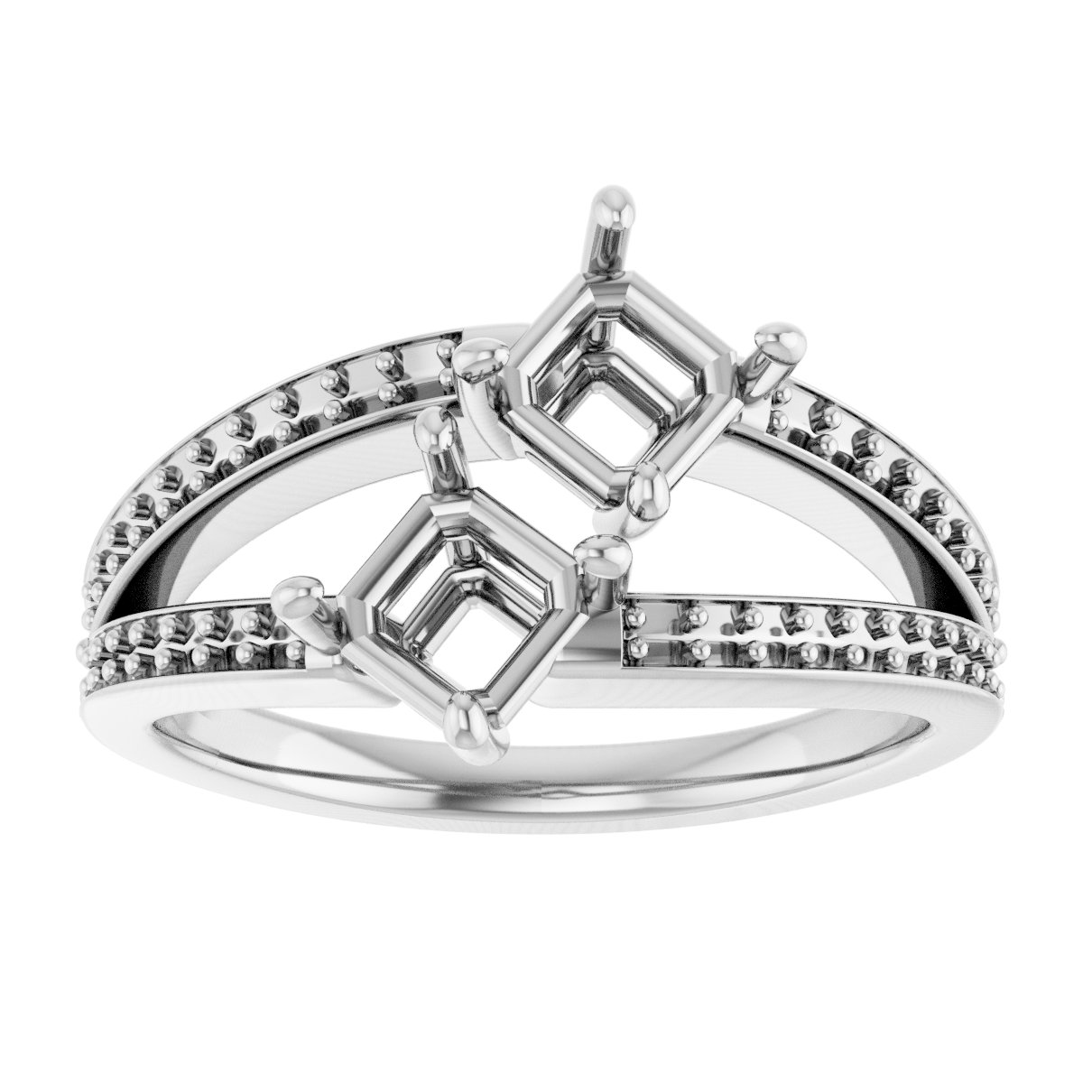 9 mm Square Engagement Ring Mounting view 3