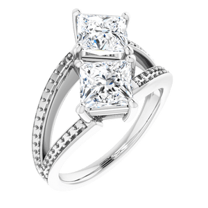 two stone princess engagement ring