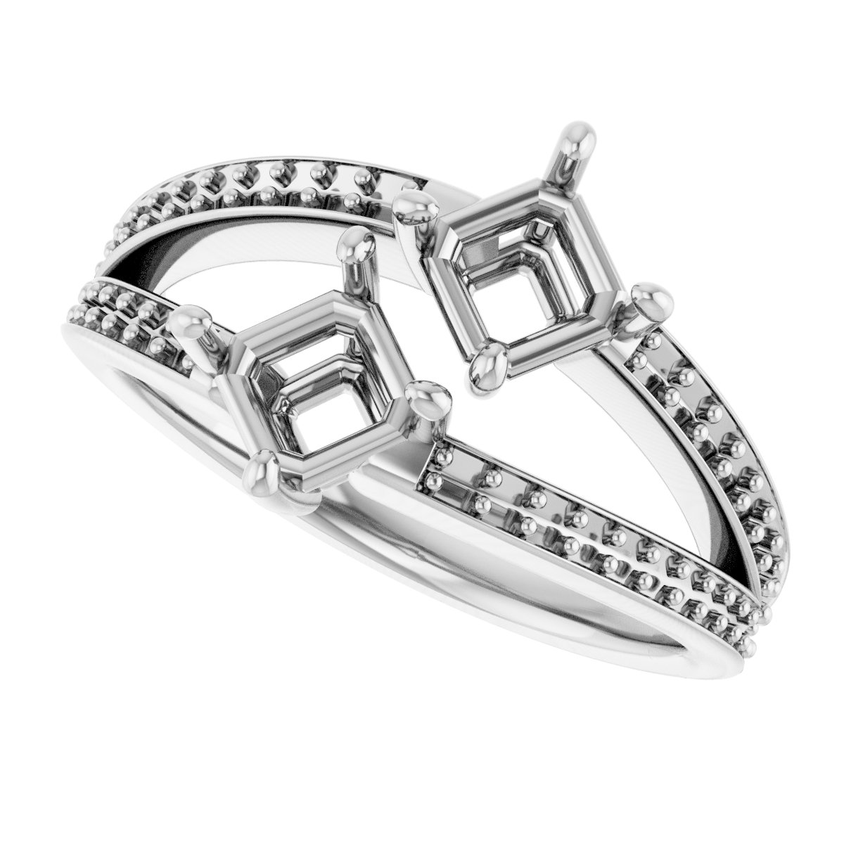 9 mm Square Engagement Ring Mounting view 5