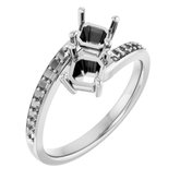 14K White  5 mm Asscher Engagement Ring Mounting