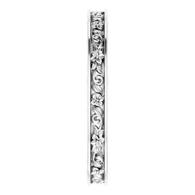 14K White 2.5 mm 2.5 mm Floral Band Size 5