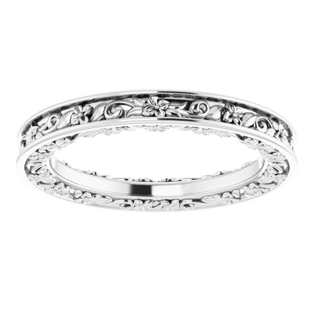 14K White 2.5 mm 2.5 mm Floral Band Size 5