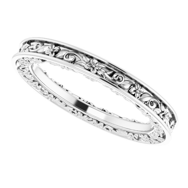 14K White 2.5 mm 2.5 mm Floral Band Size 6