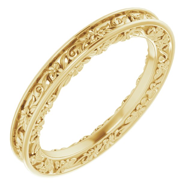 14K Yellow 2.5 mm 2.5 mm Floral Band Size 6