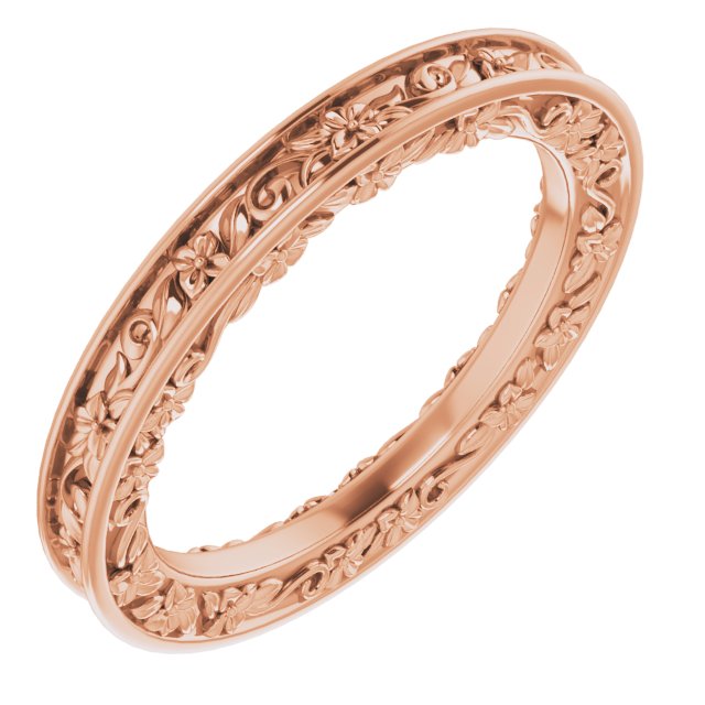 14K Rose 2.5 mm 2.5 mm Floral Band Size 5.5