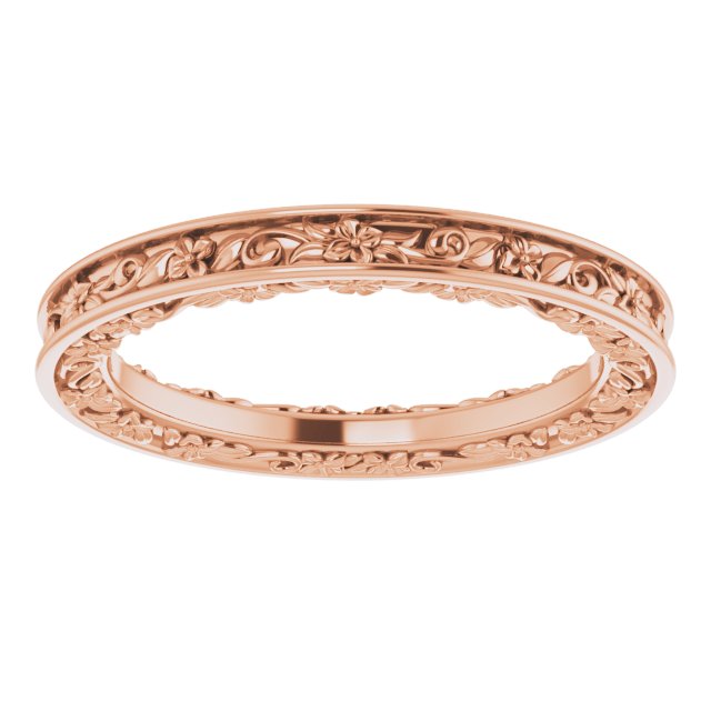 14K Rose 2.5 mm 2.5 mm Floral Band Size 7