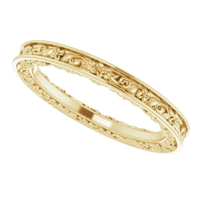 14K Yellow 2.5 mm 2.5 mm Floral Band Size 8
