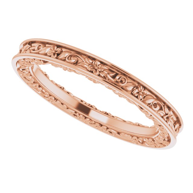 14K Rose 2.5 mm 2.5 mm Floral Band Size 7
