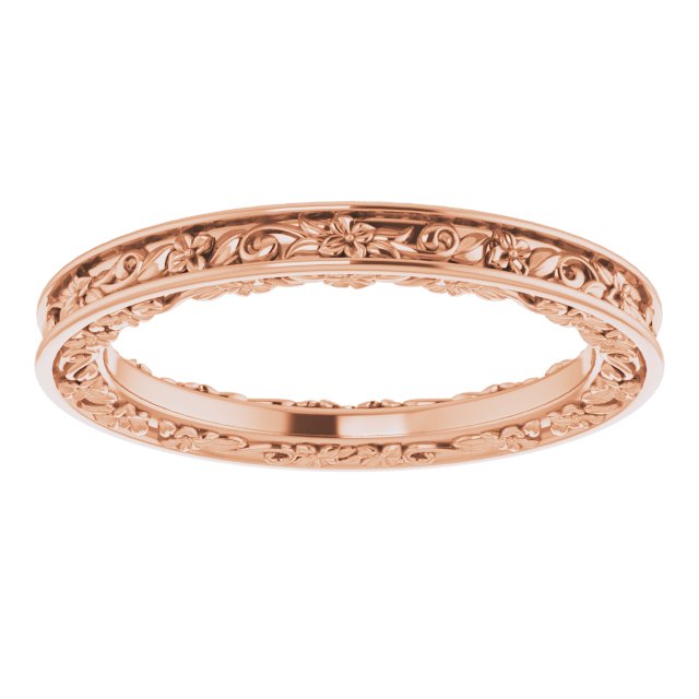 14K Rose 2.5 mm 2.5 mm Floral Band Size 7.5