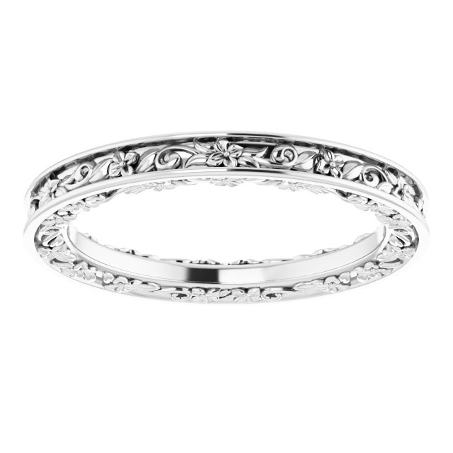 14K White 2.5 mm 2.5 mm Floral Band Size 7.5