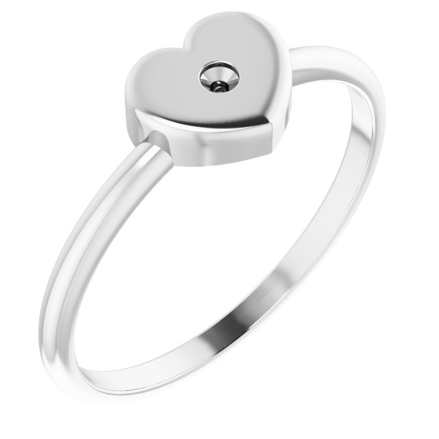 Sterling Silver .01 CT Natural Diamond Youth Heart Ring