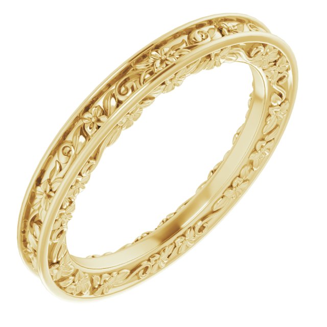 14K Yellow 2.5 mm Floral Band Size 6.5