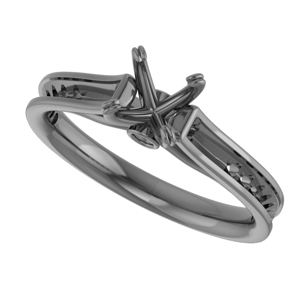 & Platinum 9x7 mm Oval Engagement Ring Mounting view 5